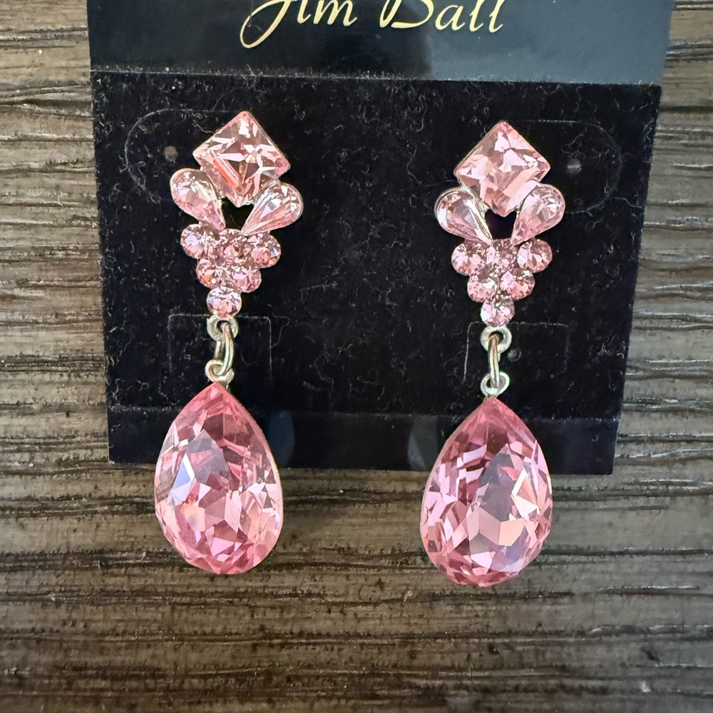 Pink Crystal Drop Earrings